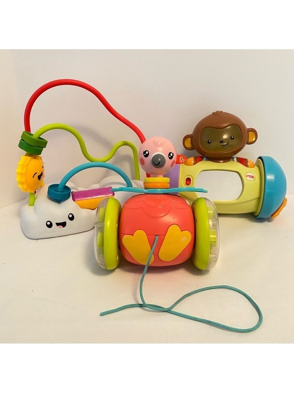 Fisher-Price Bead Maze/ Pull-Along Flamingo/ SnugaMonkey Infant Baby Toys